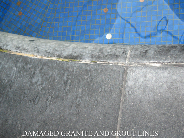 Damaged Granite and Grout Lines