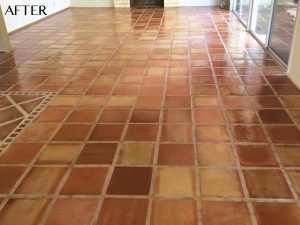 After Saltillo tile floor restored