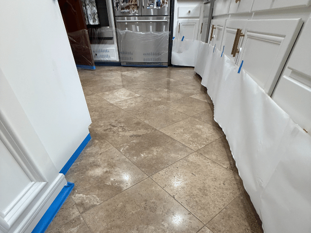 Travertine Restoration in process s- Before